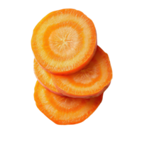 Fresh carrot slices stacked on bright white background for culinary presentation, Carrot slices isolated on white background png