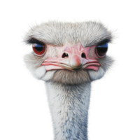 Close up of an ostrich with vibrant colors against a Transparent background showcasing its unique features, close up an ostrich, background png