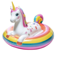 Enjoy relaxing in a unicorn inflatable pool float perfect for summer fun on a sunny day, Unicorn Inflatable Pool Float On Transparent background png