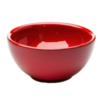 Vibrant red ceramic bowl displayed on a Transparent background for kitchen and table settings, red ceramic bowl isolated on background png