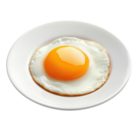 Delicious fried egg served on a white plate against a clean Transparent background, egg in a plateisolated on background png