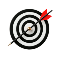 Target with arrow on Transparent background showcasing precision and focus in archery or dart throwing, Target with arrow. background png