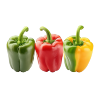Fresh colorful peppers arranged neatly on a Transparent background for culinary use and decoration, Peppers isolated on background png
