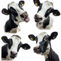 Funny cows with shocked expressions on a Transparent background showcase their quirky personalities, Cows with Shock Expression, Funny on background png