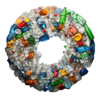 Collection of crushed and empty plastic water bottles arranged in a circular pattern, Plastic bottle empty bottle water bottle crushed bottle cap garbage png