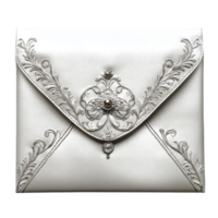 Luxurious silver envelope with intricate detailing on a Transparent background perfect for elegant invitations, Silver Elegance A Luxurious Envelope, background png