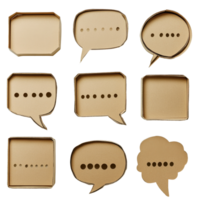 Cardboard speech bubbles arranged in a grid pattern for creative communication concepts and designs, of cardboard speech bubbles png
