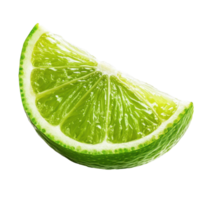 Bright juicy lime slice isolated on Transparent background showcasing fresh, vibrant texture and color, Juicy slice lime isolated on background png