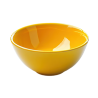 Bright yellow ceramic bowl on a Transparent background showcasing a simple yet elegant design perfect for kitchen decor, yellow ceramic bowl on background png