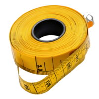 Yellow tape measure coiled on a surface ready for measuring tasks at a worksite or home project, Yellow work Tape Measure or Centimeter png