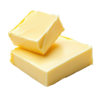 Fresh butter slices ready for culinary use on a bright Transparent background, Slices butter isolated on background png