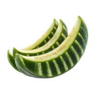Striped cucumber slices arranged artistically against a Transparent background for culinary presentation, slice striped cucumber isolated on background png