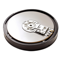 Closeup of a hard disk drive showcasing internal components and reflective surface, Hard Disk Drive png