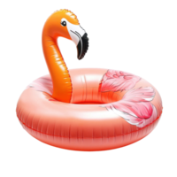 Bright pink flamingo pool floatation device isolated on Transparent background perfect for summer fun, pool flamingo floater isolated on background png