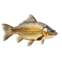 Live crucian carp fish displayed on Transparent background in a detailed and vibrant manner, Crucian carp live fishisolated on background png