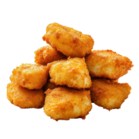 Crispy chicken nuggets stacked high against a white background, Chicken nuggets isolated on white background png