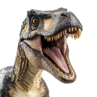 Incredible closeup of a dinosaur with mouth open showcasing details and textures against a Transparent background, close up a dinosaur with its mouth open png