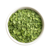 Moringa leaves in a white bowl on a Transparent background showcasing their vibrant green color and texture, Moringa herbs in white bowlisolated on background png