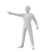 Pointing figure in a minimalist design on a Transparent background illustrating direction and focus, pointing man minimalist simple 3d isolated on background png