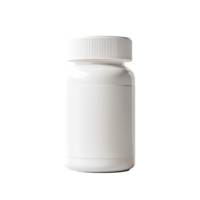 White pill bottle on a clean background with no labels or markings for mock purposes, pill and bottle isolated on Transparent background png
