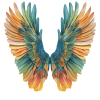 Vibrant bird wings detailed against a Transparent background showcasing intricate feather patterns and colors, wings of birds isolated on background background png