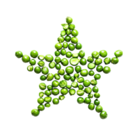 Peas arranged in a star shape on a Transparent background highlighting freshness and creativity, Peas star Incas isolated on background png