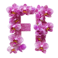 Orchids skillfully arranged to form letters efgh in vibrant pink tones against a white background, Image orchids arranged in letters efgh isolated on white background png