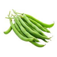 Fresh green beans resting on a clean white surface showcasing their vibrant color and natural form, Green beans isolated on white background png
