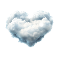 Soft white cloud shaped like a heart against a pure background evokes feelings of love and tranquility, Isolated heart shape soft cloud white background png