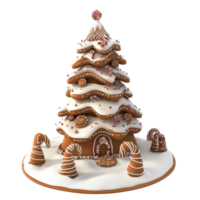 Gingerbread tree decorated with frosting and candy on white background, Gingerbread tree isolated on white background png