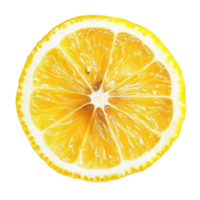 Fresh lemon slice isolated on Transparent background showcasing vibrant yellow color and juicy texture, lemon sliceisolated on background png