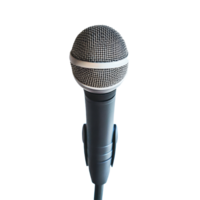 Professional microphone in front of a clean Transparent background ready for recording or performance, microphone with a bright background, background png