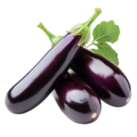 Fresh eggplants stacked together with green leaves on a bright background for culinary use, eggplant or aubergine vegetableisolated on Transparent background png