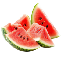 Refreshing pieces of watermelon arranged on a bright surface for a summer treat, closeup of some pieces of refreshing watermelon on Transparent background png