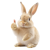 Bunny giving thumbs up in isolated setting against a pure white background, Bunny Giving Thumbs Up Isolated on white background png