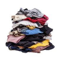 High pile of dirty clothes isolated on a Transparent background showing various colors and fabrics, Pile of dirty clothes isolated on background png