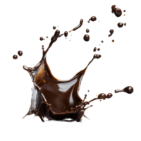 Dark espresso coffee splash creating dynamic shapes on a Transparent background, Dark Espresso Coffee Splash on background png