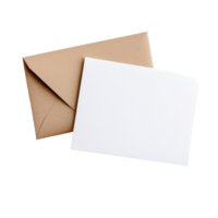 Blank card and envelope laying on a white background ready for personal messages and notes, Blank card and envelope over white background png