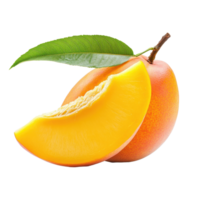 Fresh mango fruit with a slice and green leaf isolated on a Transparent background, Mango fruitisolated on background png
