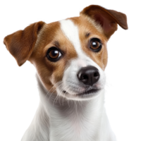 Close up view of a Jack Russell Terrier on a Transparent background showcasing its expressive features and playful nature, Jack Russell Terrier s Head Close Up, background png