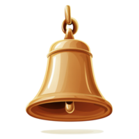 Cartoon bell design with gold color and smooth finish against white background, Cartoon bell isolated on white background png