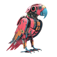 Robotic parrot stands on Transparent background showcasing intricate design and features of advanced technology, Robotic Parrot on background Advanced Robotics Design, background png