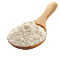 White wheat flour piled in a wooden spoon on a Transparent background for culinary uses, Pile of white wheat flour in wooden spoon on background png