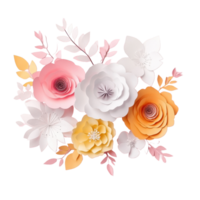 Colorful arrangement of paper flowers on a pink surface creating a vibrant display, paper flowers arranged on a pink surface, Transparent background png