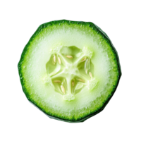Fresh cucumber slice isolated on white background capturing vibrant colors and intricate details, Fresh slice cucumber close upisolated on white background png