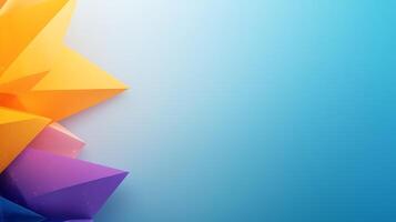 Colorful geometric shapes in vibrant hues create a dynamic visual effect against a soft gradient background photo