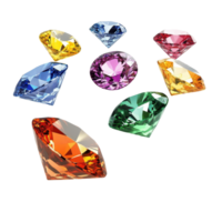 Colorful diamonds arranged in an artistic display on a Transparent background, colorful diamonds isolated on background png