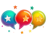 Encouraging customer feedback on a bright and engaging background with stars and speech bubbles, Review us on Transparent background Customer Feedback Request Bubbles, background png