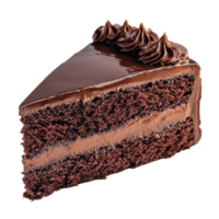 Rich and moist devils food cake slice exhibiting layers of chocolate frosting on Transparent background, Devils Food Cake slice isolated on background png