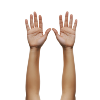 Hands raised in a gesture of freedom and expression against a Transparent background, raised hands, isolated on white png